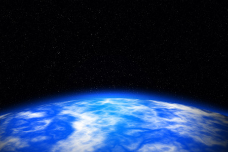 Planetary Horizon in Deep Space. Space background