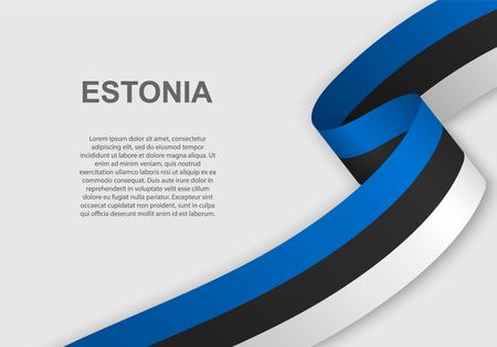 waving flag of Estonia. Template for independence day. vector illustrationのイラスト素材