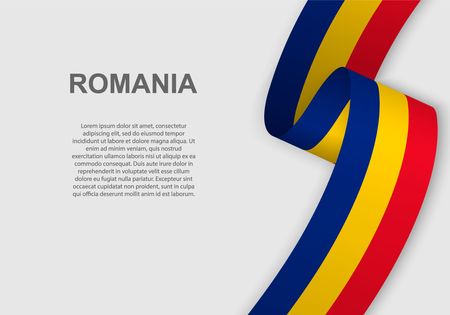 waving flag of Romania. Template for independence day. vector illustrationのイラスト素材