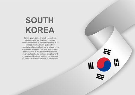 waving flag of South Korea. Template for independence day. vector illustrationのイラスト素材