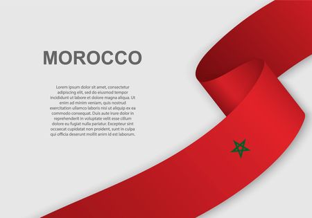 waving flag of Morocco. Template for independence day. vector illustrationのイラスト素材