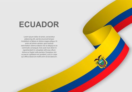 waving flag of Ecuador. Template for independence day. vector illustrationのイラスト素材