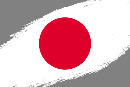 Brush stroke background with Grunge styled flag of Japanのイラスト素材