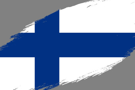 Brush stroke background with Grunge styled flag of Finlandのイラスト素材