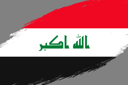 Brush stroke background with Grunge styled flag of Iraqのイラスト素材