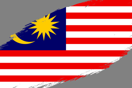 Brush stroke background with Grunge styled flag of Malaysiaのイラスト素材