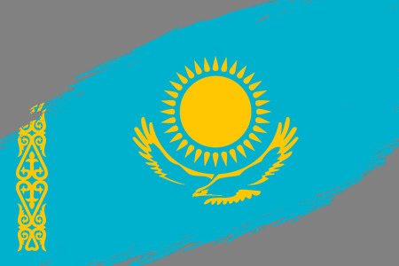 Brush stroke background with Grunge styled flag of Kazakhstanのイラスト素材