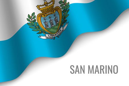 waving flag of san Marino with copyspace. Template for brochure. vector illustrationのイラスト素材