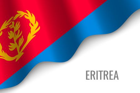 waving flag of Eritrea with copyspace. Template for brochure. vector illustrationのイラスト素材