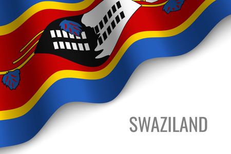 waving flag of Swaziland with copyspace. Template for brochure. vector illustrationのイラスト素材