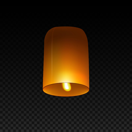 Sky Lantern isolated on transparent background. Flying Lamp. Template for Diwaliのイラスト素材