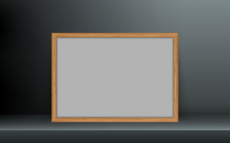 Wooden photo frame with shadow. Vector illustrationのイラスト素材