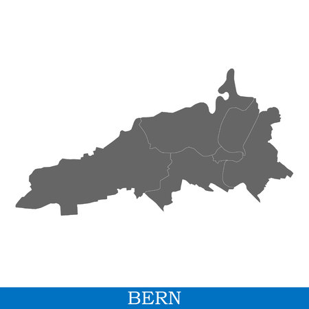 High Quality map of Bern is a city in Switzerland, with borders of districtsのイラスト素材