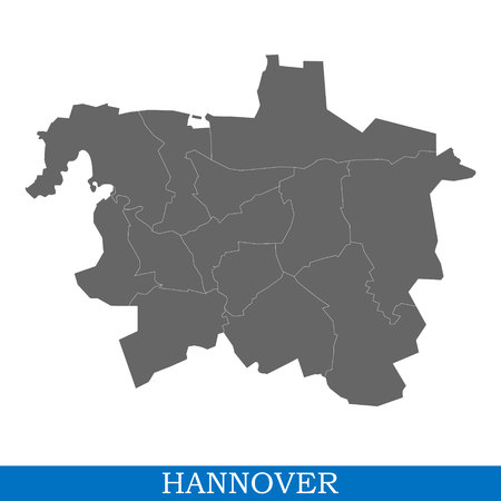 High Quality map of Hannover is a city of Germany, with borders of districtsのイラスト素材