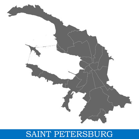 High Quality map of Saint Petersburg is a city of Russia, with borders of districtsのイラスト素材