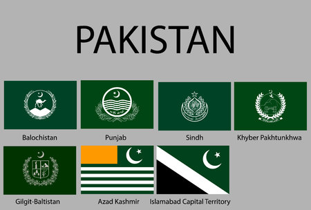 all Flags of regions of Pakistan. Vector illustraionのイラスト素材