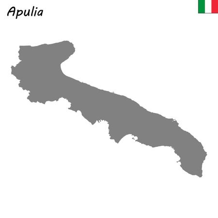 High Quality map of Apulia is a region of Italyのイラスト素材