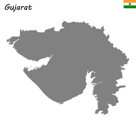 High Quality map of Gujarat is a state of Indiaのイラスト素材