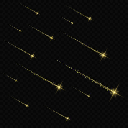 Magic light glow effect stars bursts with sparkles isolated on transparent background. Light traceのイラスト素材