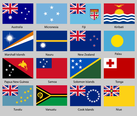 Vector illustration of different countries flags set. All flags Oceaniaのイラスト素材