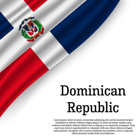 waving flag of Dominican Republic on white background. Template for independence day. vector illustrationのイラスト素材