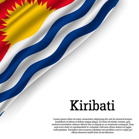 waving flag of Kiribati on white background. Template for independence day. vector illustrationのイラスト素材
