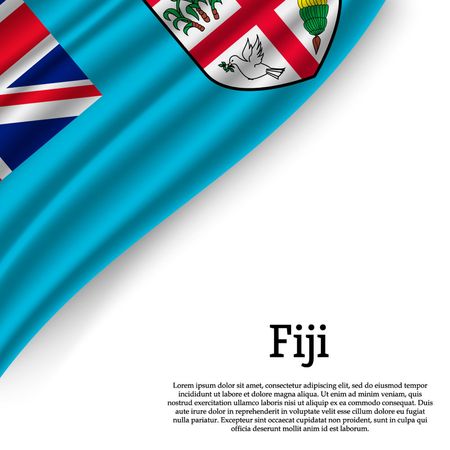 waving flag of Fiji on white background. Template for independence day. vector illustrationのイラスト素材