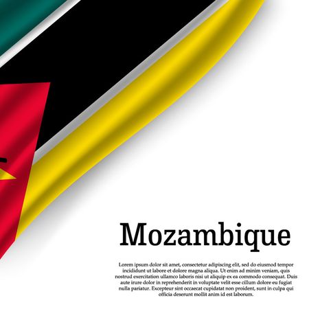 waving flag of Mozambique on white background. Template for independence day. vector illustrationのイラスト素材