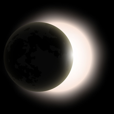 total solar eclipse, eclipse of the sun . Vector illustrationのイラスト素材