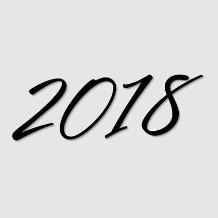 Hand drawn lettering greeting card with 2018 Happy New Yearのイラスト素材