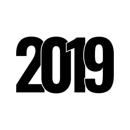 Happy New Year 2019 vector icon.