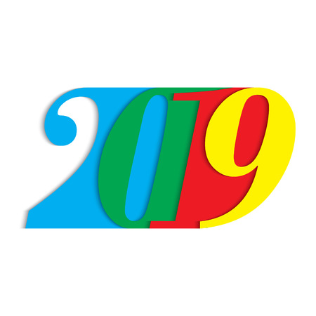 Happy New Year. 2019 text. Design for greeting cards, calendars, brochuresのイラスト素材