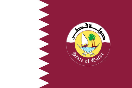 Original flag of Qatar with coat of armsのイラスト素材