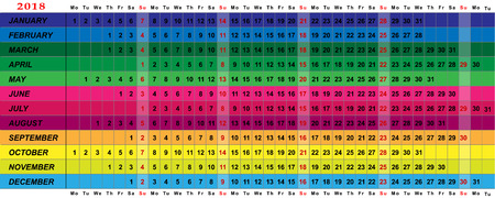 Simple calendar Layout for 2018 year, vector, illustrationのイラスト素材