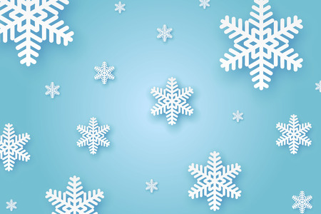 Winter cut paper background with Snowflakesのイラスト素材
