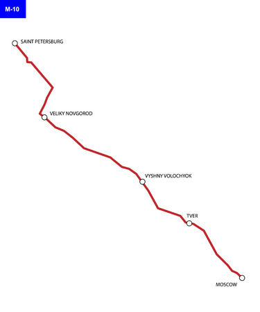 Russian route M-10 Russia. Highway Moscow - Saint Petersburg. Road map of Russiaのイラスト素材