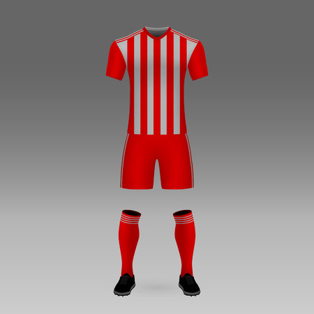 football kit Olympiakos, shirt template for soccer jersey. Vector illustrationのイラスト素材