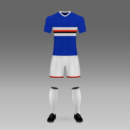 football kit Sampdoria, shirt template for soccer jersey. Vector illustrationのイラスト素材