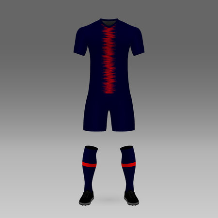 football kit PSG, shirt template for soccer jersey. Vector illustrationのイラスト素材