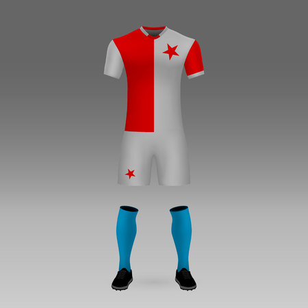 football kit Slavia, Prague, shirt template for soccer jersey. Vector illustrationのイラスト素材