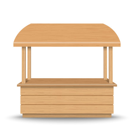 Wooden market stand stall isolated on background.のイラスト素材