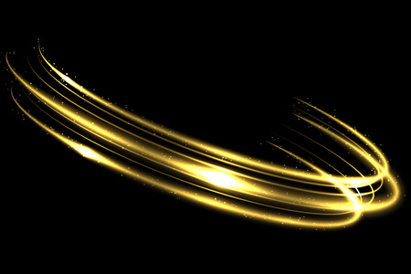 Vector circle golden light tracing effect. Glowing magic fire ring traceのイラスト素材
