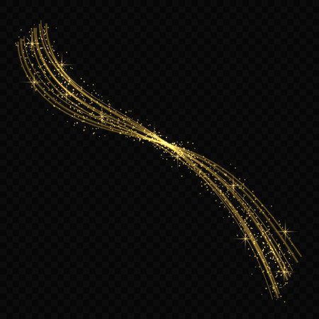 Gold glow light effect stars bursts with sparkles isolated. magic dust particles. Vector illustration sparkling comet tailのイラスト素材