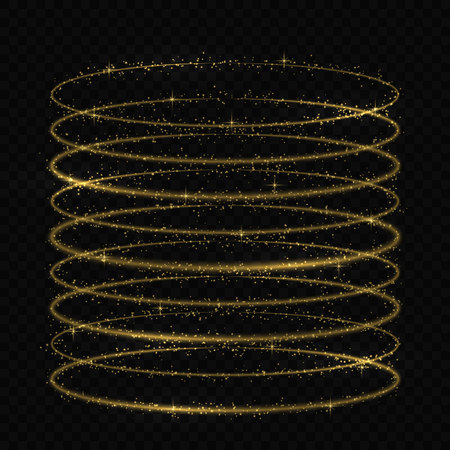 Vector circle golden light tracing effect. Glowing magic fire ring traceのイラスト素材