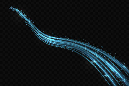 Neon glow light effect stars bursts with sparkles isolated. magic dust particles. Vector illustration sparkling comet tailのイラスト素材