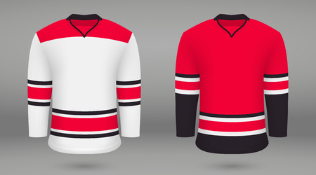Realistic hockey kit, shirt template for ice hockey jersey Carolina Hurricanes. Vector illustrationのイラスト素材