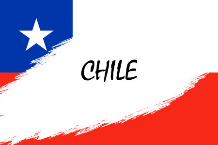 Brush stroke background with Grunge styled flag of Chileのイラスト素材