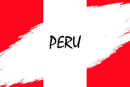 Brush stroke background with Grunge styled flag of Peruのイラスト素材
