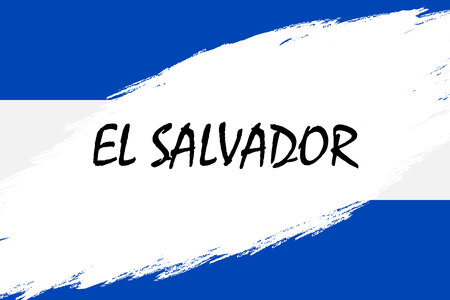 Brush stroke background with Grunge styled flag of El Salvadorのイラスト素材