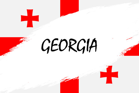 Brush stroke background with Grunge styled flag of Georgiaのイラスト素材